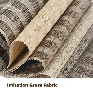 100% Polyester Imitation Grass Linen Jute Look Fabrics For Roller Blinds