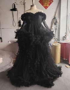 2025 élégant à manches longues épaules dénudées Tulle <span class=keywords><strong>robe</strong></span> femmes luxe maille Banquet <span class=keywords><strong>robe</strong></span> grand gâteau jupe Performance <span class=keywords><strong>grande</strong></span> <span class=keywords><strong>taille</strong></span> <span class=keywords><strong>robe</strong></span> - Product Image 4