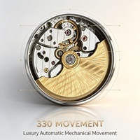 Montre mécanique de luxe personnalisée PPF, cadran carré vert, mouvement 330, pont de balancier, roue de balancier libre