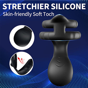 Anillo doble <span class=keywords><strong>de</strong></span> silicona con bloqueo, anillo fino, masajeador <span class=keywords><strong>de</strong></span> ano y próstata para hombres, dispositivo <span class=keywords><strong>de</strong></span> masturbación con retardo <span class=keywords><strong>de</strong></span> tiempo - Product Image 6