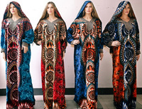 Nouvelle robe boubou élégante et ample avec des franges en strass, robe abaya pour femmes musulmanes, col en V, coton imprimé double face, robe africaine