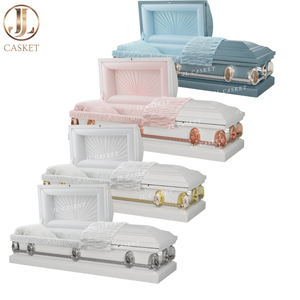 Cercueil métallique de calibre 20 avec intérieur en crêpe blanc et finition blanche – Fournitures funéraires - Product Image 5