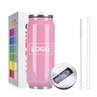 Vente directe d'usine 350ml/500ml en acier inoxydable Cola peut bouteille vide Thermos canettes eau Cokes bouteille avec couvercle de paille à rabat