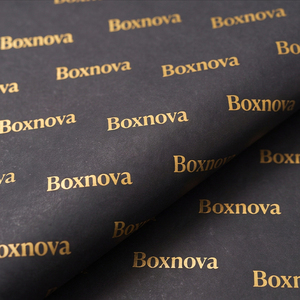 <span class=keywords><strong>Papier</strong></span> de soie personnalisé, <span class=keywords><strong>papier</strong></span> de soie noir avec logo imprimé or rose pour l'emballage - Product Image 3