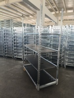 Rak Trolley Baja Galvanis Denmark OEM untuk Transportasi Persemaian, Gudang, Logistik, Pindahan Tanaman, dan Pajangan Bunga