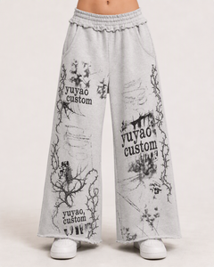 <span class=keywords><strong>Pantaloni</strong></span> da <span class=keywords><strong>Uomo</strong></span> Personalizzati, Dritti e Traspiranti, 100% Cotone, Larghi con Stampa Grafica, Grigio, Stile Streetwear, Vita Elastica, Orlo Aperto - Product Image 4
