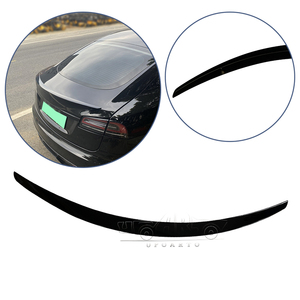 Modification des pièces de voiture Aileron arrière de couvercle arrière en fibre de carbone ABS Aileron de coffre arrière à carreaux pour les modèles Tesla Model S - Product Image 1
