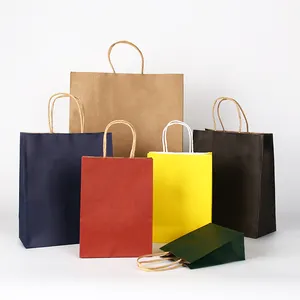 Chinese Top Handvat Tas Herbruikbare Kraft Papieren Verpakking Met Handvat Custom Logo Afdrukken Kraft Papier Cadeau Bag