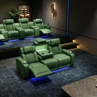 Maßgefertigte Villa-Heimkino-Möbel Olivgrüner Vollnarbenleder Elektrischer Relaxsessel Heimkino-Sofa Mit