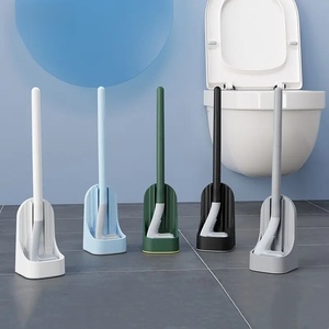 Zenidoo Yh Brosse WC en silicone avec long manche en plastique, séchage rapide, écologique, accessoire de nettoyage pour salle de bain, conception ergonomique - Product Image 1