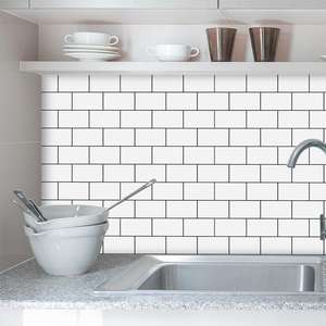 Pegatina Decorativa Rectangular Blanca y Negra para Pared, Adhesiva, de PVC Brillante, Resistente al Agua, para Decoración del Hogar - Product Image 3