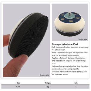 <strong>3Inch</strong> 75mm 6Holes Thick 10mm Soft Cushion Dust-free Pad Hook and Loop Sponge <strong>Interface</strong> Pad for Sander Abrasive Tools Polishing - Product Image 3