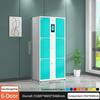 Casier électronique intelligent à reconnaissance faciale, armoire de rangement à 6 portes assemblée, avec lecteur de carte pour supermarchés et centres commerciaux, couleur au choix