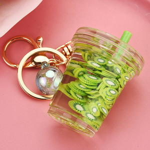 Simulação Criativa Fruta Líquido Chaveiro Pingente Bonito Leite Chá Cup Bag Charme Animal Acrílico <span class=keywords><strong>Cute</strong></span> Quicksand <span class=keywords><strong>Keychain</strong></span> - Product Image 6