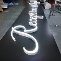 Lettres programmables multicolores changeantes, lettres 3D RGB personnalisées, enseigne LED pour entreprise avec télécommande pour enseigne commerciale
