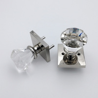 Poignées de porte en cristal brillant rond, avec rosette carrée chromée polie OEM