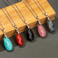 Collier pendentif goutte d'eau en cristal d'améthyste naturelle taillée vert or, best-seller en Europe, directement de l'usine