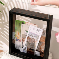 Cadre photo carré A4 fait main boîte d'ombre en bois double face avec plexiglas métal affichage billet Collection décor à la maison