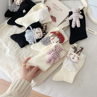 Haute qualité personnalisé fille poupée 3D mignon drôle Carton femmes respirant confortable noël Tube coton équipage chaussettes