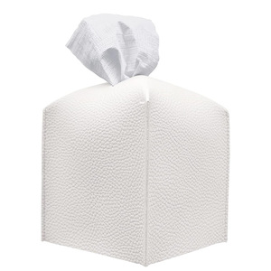 Pu Leather Tissue <b>Box</b> 12.7 Cm Square <b>Waterproof</b> Multipurpose <b>Storage</b> For Home Office Use - Product Image 2