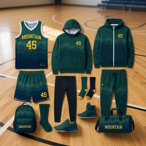 Sudadera con Capucha, Pantalones, Calcetines, Zapatos, Bolsa Deportiva, Uniforme Completo de Equipo, Impresión Sublimada, Unisex, 100% Poliéster, Diseño Montaña - Product Image 1