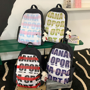 Nana Opor Student <b>Backpack</b> 15 Inches Letter Print Unisex <b>School</b> Bag Outdoor Sports <b>Backpack</b> - Product Image 1