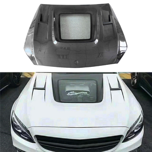 Capó de Motor Negro Transparente de Fibra de Carbono Nuevo 2014-2021 para Benz AMG C63 W205, Instalación con Tornillos, Actualización Retrofit, Ajuste Universal - Product Image 1