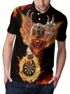 חולצת פולו סובלימציה polo: שם מותאם אישית & להבה-עיצוב חץ טיגריס מכונף עיצוב בסגנון נועז - Product Image 6