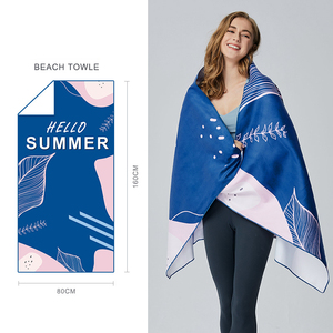 ผ้าเช็ดตัวชายหาดไมโครไฟเบอร์แบบแห้งเร็ว พิมพ์โลโก้ตามสั่ง เป็นมิตรกับสิ่งแวดล้อม ปราศจากทราย ผลิตจากวัสดุรีไซเคิล เหมาะสำหรับเป็นของที่ระลึกหรือของขวัญ - Product Image 3