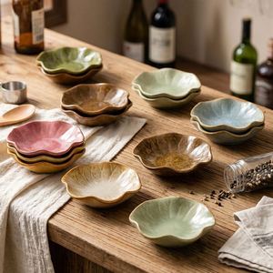 Japanese Style <b>Ceramic</b> Soy Sauce Dishes Flower Shaped Dipping Serving Dish Personalized and High-value Seasoning Snack Dish - Product Image 2