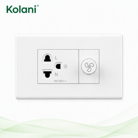 Module mural fonctionnel mixte, prise universelle à 3 trous et bouton de commande de vitesse de ventilateur, double module 120 16A 250V, PC blanc brillant