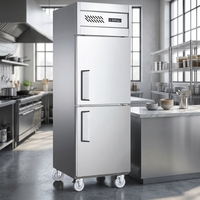 Réfrigérateur-congélateur professionnel NE-802-8 sur mesure pour cuisine, 450L, deux portes pleines en acier inoxydable