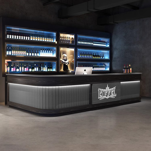 Scrivania Reception Bifacciale Personalizzabile Stile Industriale <span class=keywords><strong>Vintage</strong></span> per Sala Biliardo Bar Caffetteria Sala da Tè Scaffale Cassa Supermercato - Product Image 1