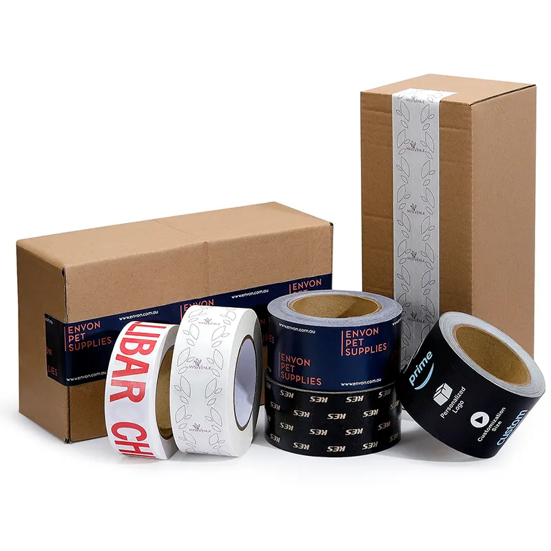 Eco de engomado cinta de papel de embalaje del logotipo de envío personalizado de cinta de papel Kraft