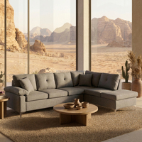 Clouds Modulares Modernes Ecksofa-Set Wohnzimmer Creme Wind Silent Cotton Leinen Abnehmbar Waschbar Stoff Schwamm Edelstahl