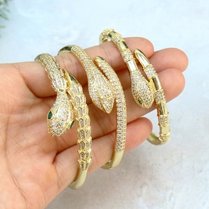 18K Plated Snake <b>Bangles</b> Punk Bracelet Zirconia <b>Bangles</b> - Product Image 1