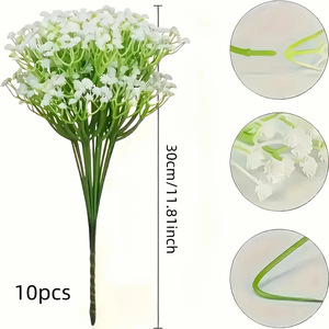 Ramo de Flores Artificiales Xinsheng, 30 cm, Blanco y Verde, Plástico, Decoración para Bodas y Hogar - Product Image 3