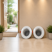 Grille d'aération murale moderne et durable en ABS blanc avec lamelles droites réglables et fixation à ressort pour extérieur et sous-sol