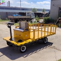 Chariot de transport électrique à 4 roues avec garantie d'un an, chariot à plateforme à batterie pour entrepôt, usine, logistique