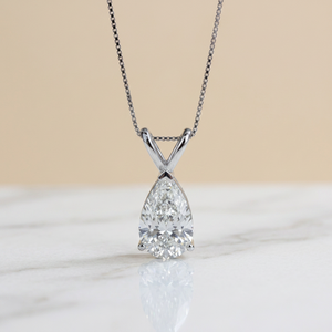 Pendentif en or massif 10k 14k 18k certifié IGI, diamant de laboratoire taille poire, couleur D, clarté VS, bijoux classiques pour femmes - Product Image 2