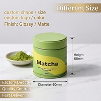 Boîte en fer blanc cylindrique personnalisée de qualité alimentaire 60x60mm, hermétique, pour emballage de thé matcha en poudre et café, vente en gros