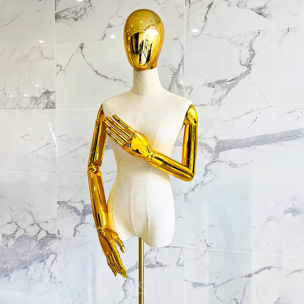 OEM Mode Dapat Disesuaikan Kanvas Putih Warna Emas Pemasok Sepak Bola Emas Manekin Setengah Tubuh