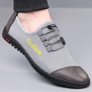 Zapatillas de deporte informales de malla para hombre, ligeras, transpirables, sin cordones, color gris y negro, con suela suave, para correr - Product Image 3