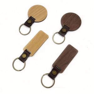 Luxury DIY <b>Blank</b> Wood Keychain Wholesale Key <b>Ring</b> Round& Rectangle Car Keychain Decoration Key Holders - Product Image 5