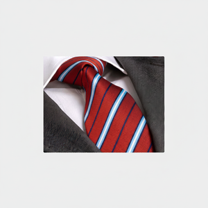 Corbata Jacquard de rayas rojas, blancas y azules - Product Image 2