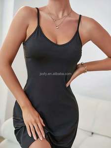 Sfy - y1503 Exclusivo - Conjunto de Dormir Sexy de Diseño: Camisón Negro sin Mangas con Cuello en V y Paneles Transparentes con Estampado de Puntos - Product Image 3