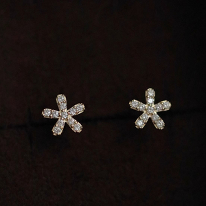 CANNER Mini Boucles d'oreilles clous coréennes petites fleurs en argent sterling S925 couleur or 18 carats, boucles d'oreilles flocon de neige pour adolescentes, bijoux - Product Image 4