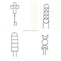 Treillis de jardin en fil d'acier forgé fait main pour plantes grimpantes, support de 90 cm de hauteur, options de couleur vert foncé/noir, antirouille