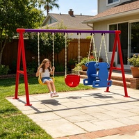 Ensemble de balançoire et de toboggan multifonctionnel en plastique pour enfants, pour l'extérieur, le jardin et la maison, BOKE Trampoline Park