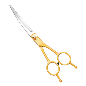 Pet Grooming Scissors Gold Color Stainless Steel Straight And Curved Shears For Dogs Teddy Bichon Frise - Product Image 3